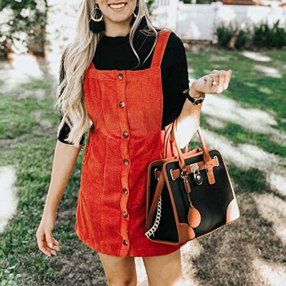Corduroy Suspenders Mini Dress